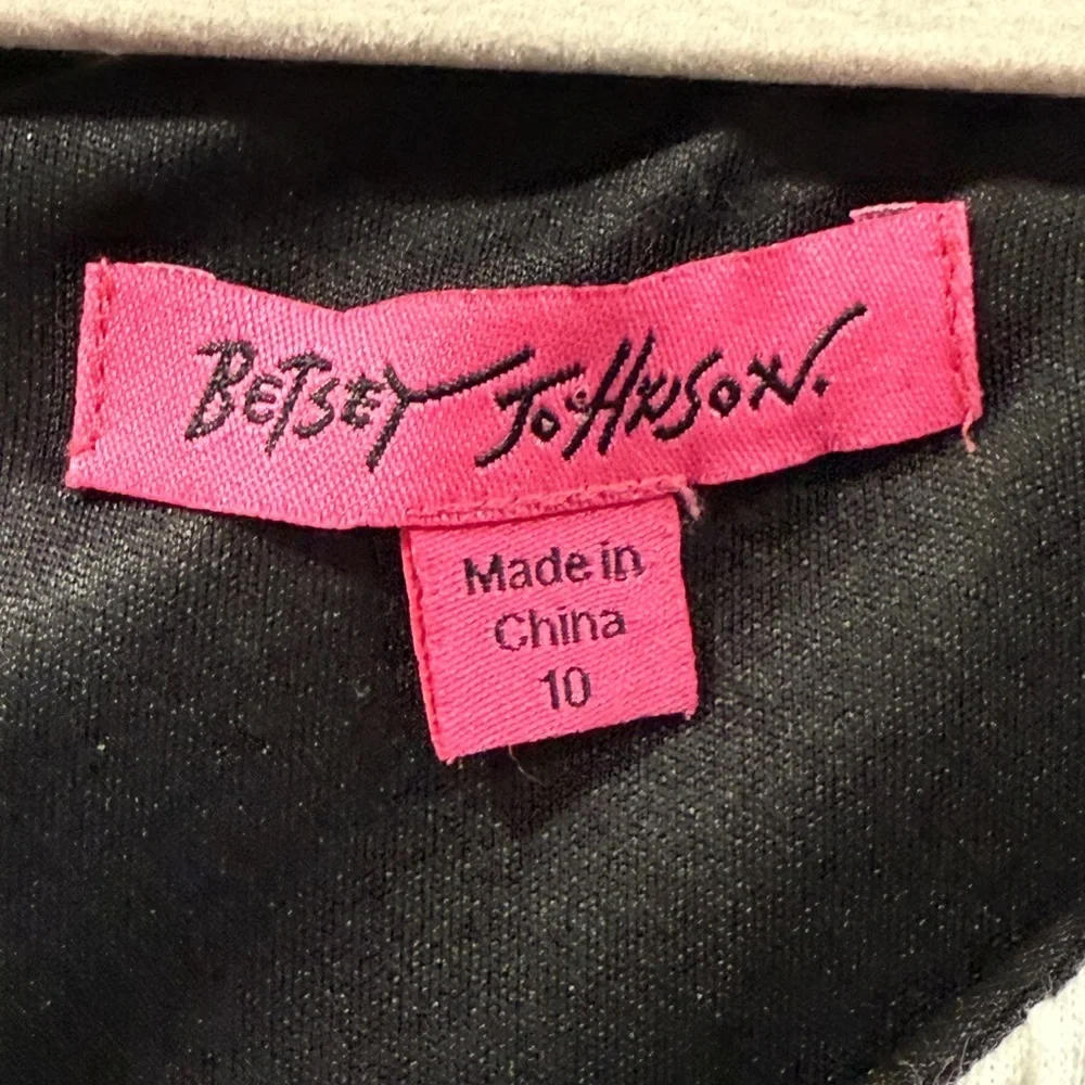 Betsy Johnson Black White Polka Dot 3/4 Sleeve Above Knee Dress Pockets Size 10 - Picture 2 of 13